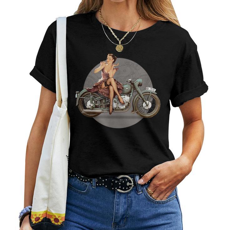 Pinup Girl 1940S Motorcycle Back Poster Ww2 Women T-shirt