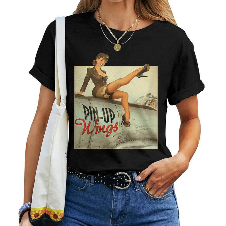 Pinup Girl Wings Vintage Poster Ww2 Women T-shirt
