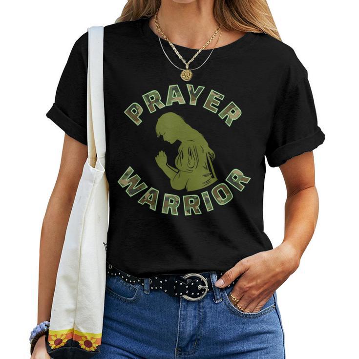 Prayer Warrior Camo Faith God As Silhouette Women T-shirt