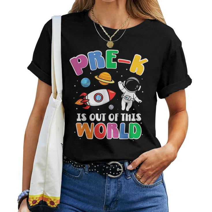 Pre-K Student Teacher Astronaut Space Back To School Women T-shirt