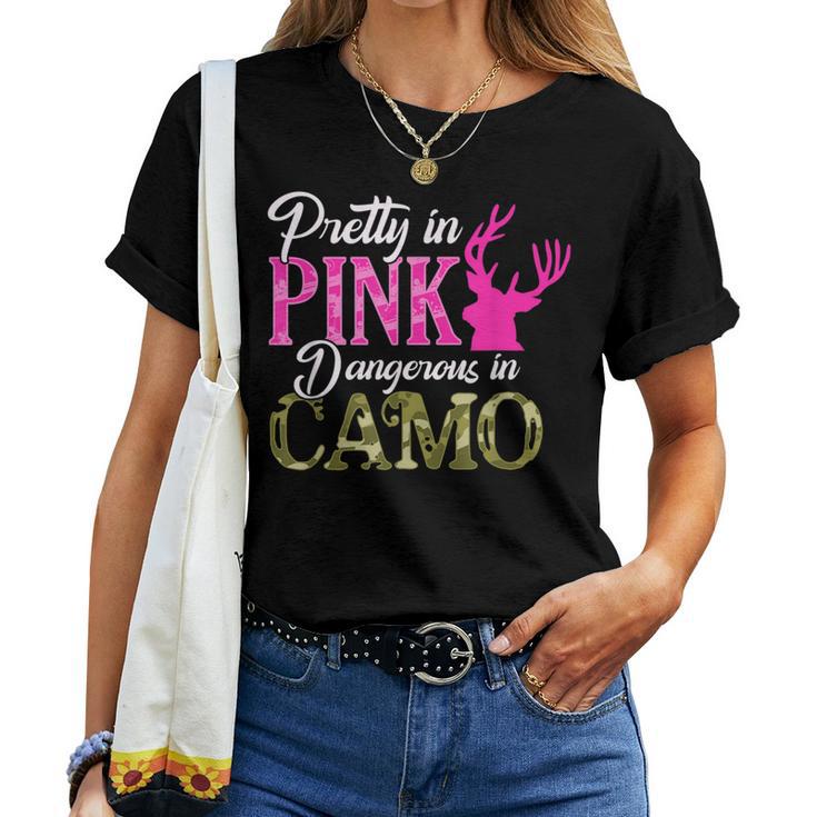 Pretty In Pink Dangerous In Camo Hunter Girl Women T-shirt