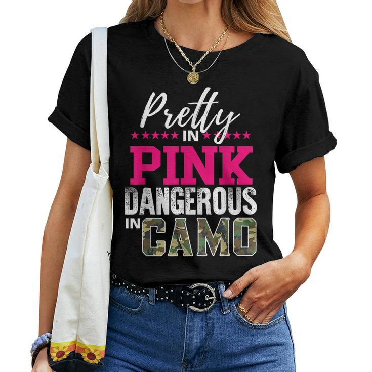 Pretty In Pink Dangerous In Camo Hunting Girl Women T-shirt