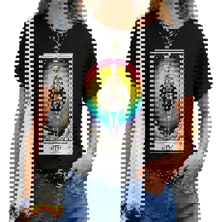 Pride Rainbow Tarot Card Skeleton Women T-shirt