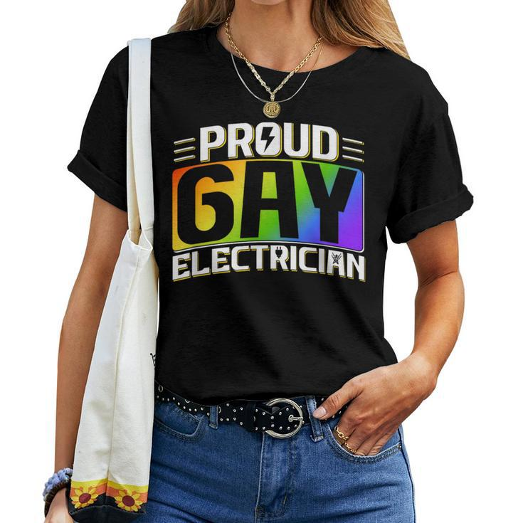 Proud Gay Electrician Lgbt Electrical Lineman Rainbow Pride Women T-shirt