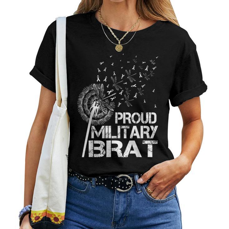 Proud Military Brat Military Child Month Purple Up Dandelion Women T-shirt