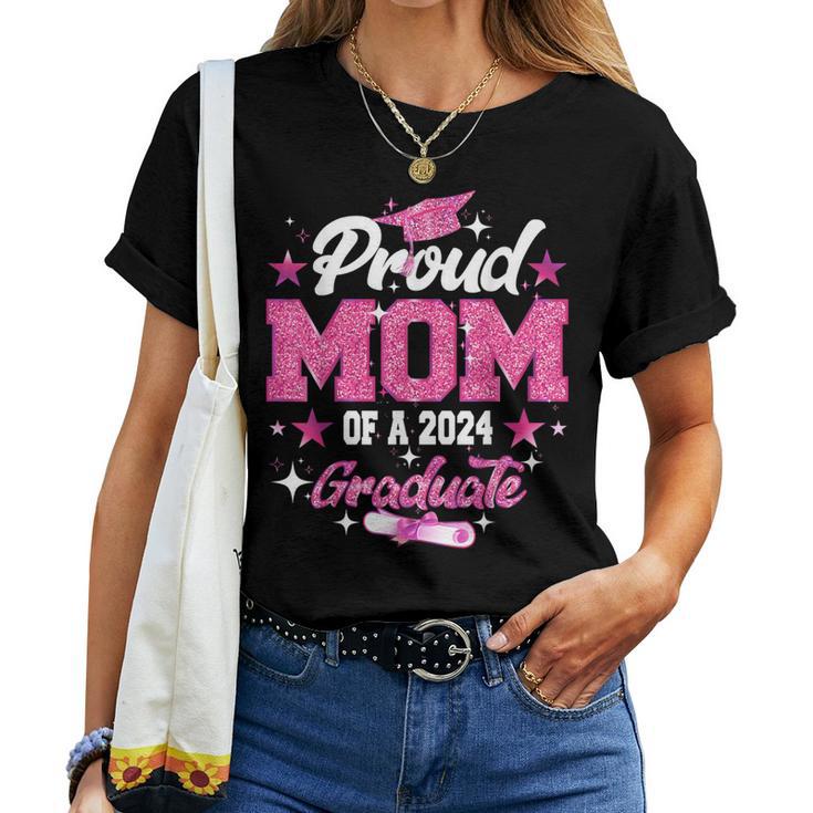 Proud Mom Of A 2024 Graduate Pink Senior Graduation 24 Women T-shirt