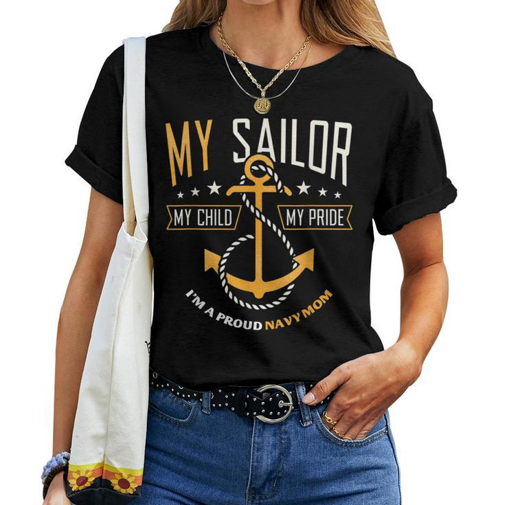 Proud Mom Na Vy Family Proud Na Vy Mother Moms Of Sailors Women T-shirt