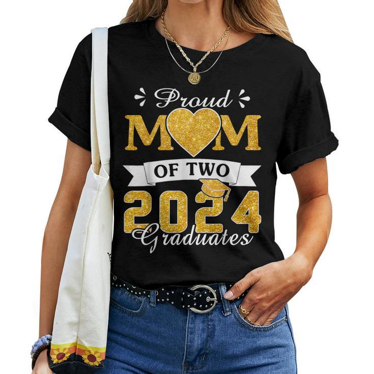 Proud Mom Of Two 2024 Graduates Mother Class Of 2024 Senior Women T-shirt