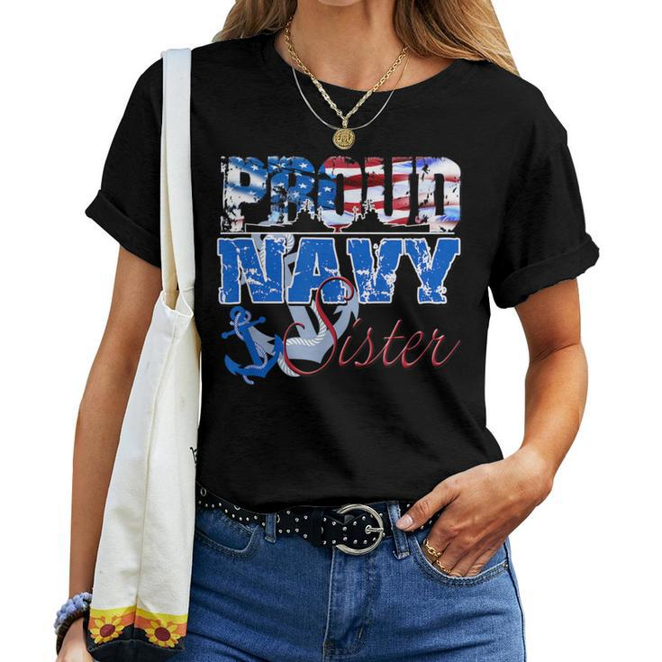 Proud Navy Sister Patriotic Sailor Siblings Day Women T-shirt