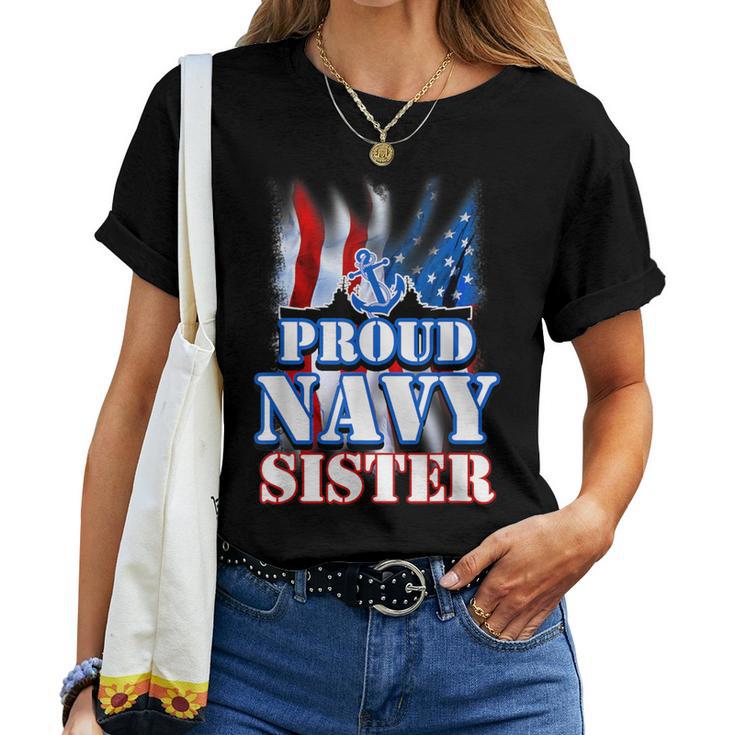 Proud Navy Sister Patriotic Usa Flag Women Women T-shirt