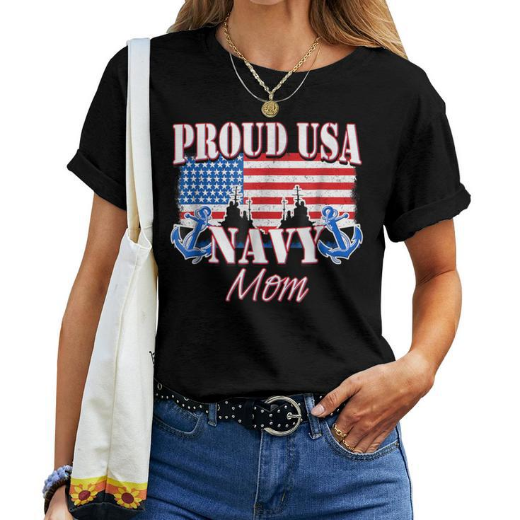 Proud Usa Navy Mom Patriotic Service Women T-shirt