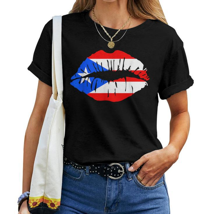 Puerto Rico Pride Girl Lips Boricua Flag Women T-shirt