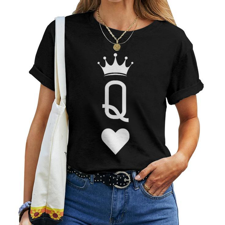 Queen Of Hearts Playing Card Vintage Crown Women T-shirt