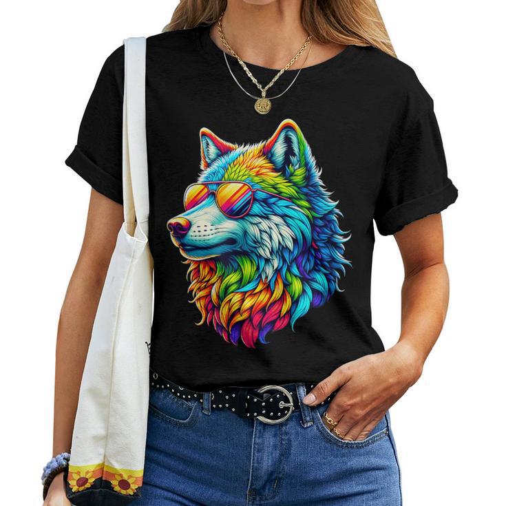 Rainbow Gay Pride Wolf Lesbian Lgbtq Wolves Women T-shirt