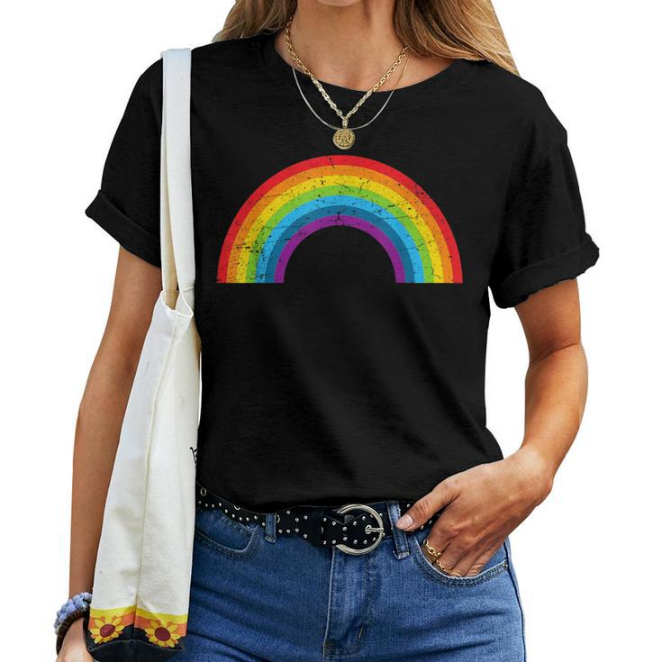 Rainbow Vintage Retro 80'S Style Gay Pride Rainbow Women T-shirt