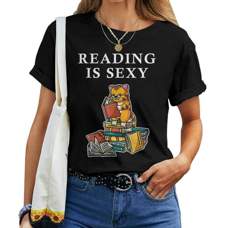 Reading Is Sexy Tiger Cat Reading Reading Women Women T-shirt