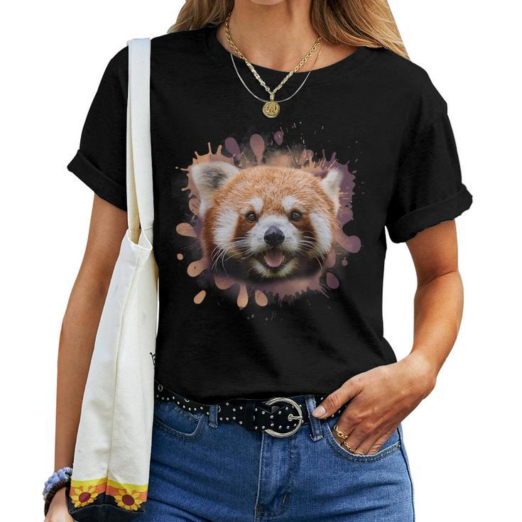 Red Panda Cat Bear Illustration Women T-shirt