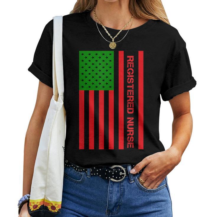 Registered Nurse Unia Flag Pan African American Flag 1865 Women T-shirt