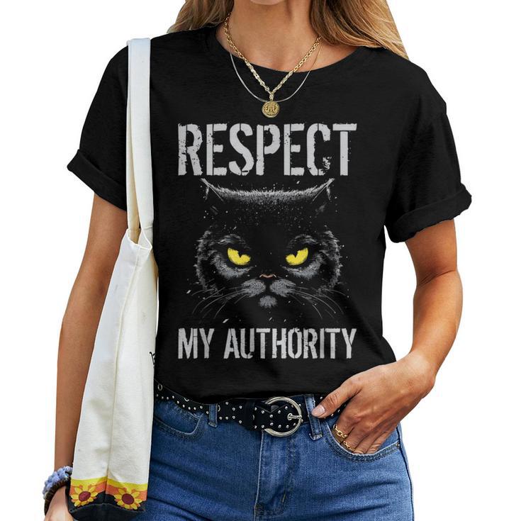 Respect My Authority Sarcastic Moody Cat Kitten Women T-shirt