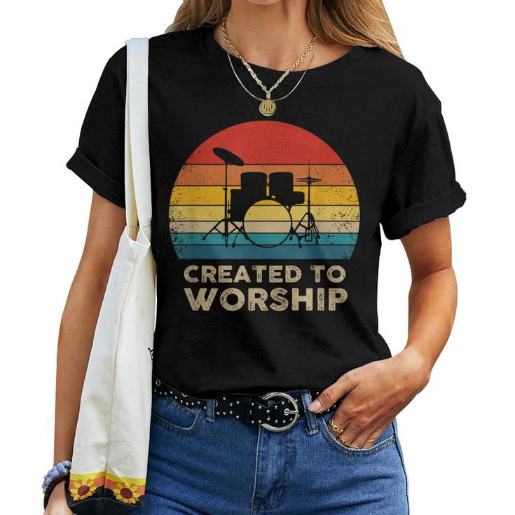 Retro Christian Drummer Vintage Women T-shirt