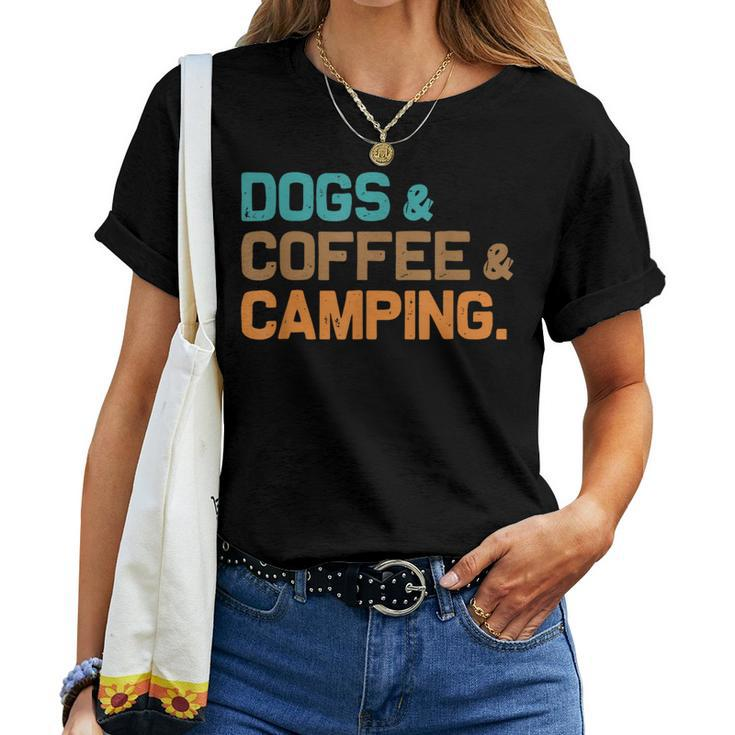 Retro Dogs Coffee Camping Campers Women T-shirt