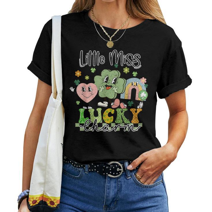 Retro Groovy Little Miss Lucky Charm St Patrick's Day Women T-shirt