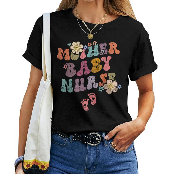 Retro Groovy Mother Baby Nurse Womens Women T-shirt