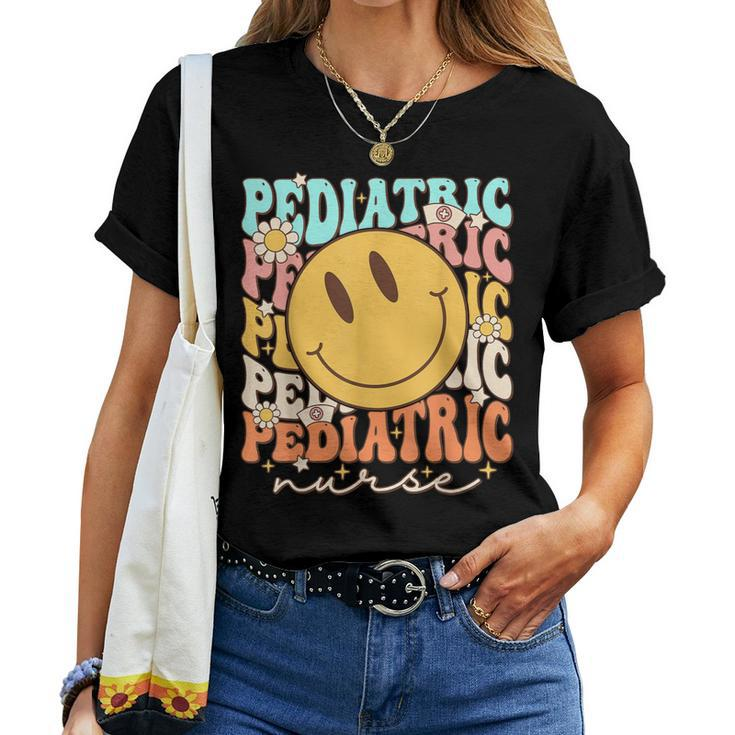 Retro Groovy Pediatric Nursing Nurse Life Cute Women T-shirt