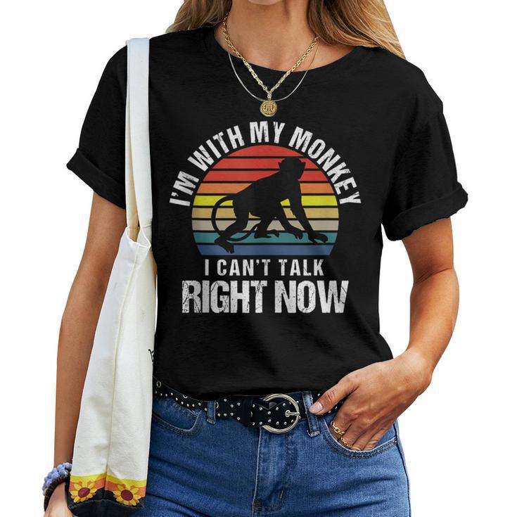 Retro I'm With My Monkey Mom Monkey Dad Women T-shirt