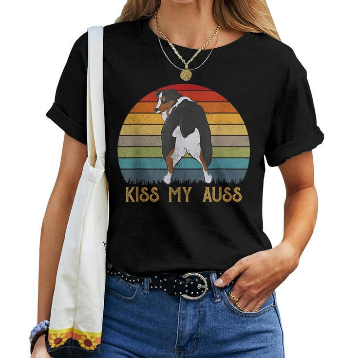 Retro Kiss My Auss Aussie Mom Australian Shepherd Women T-shirt