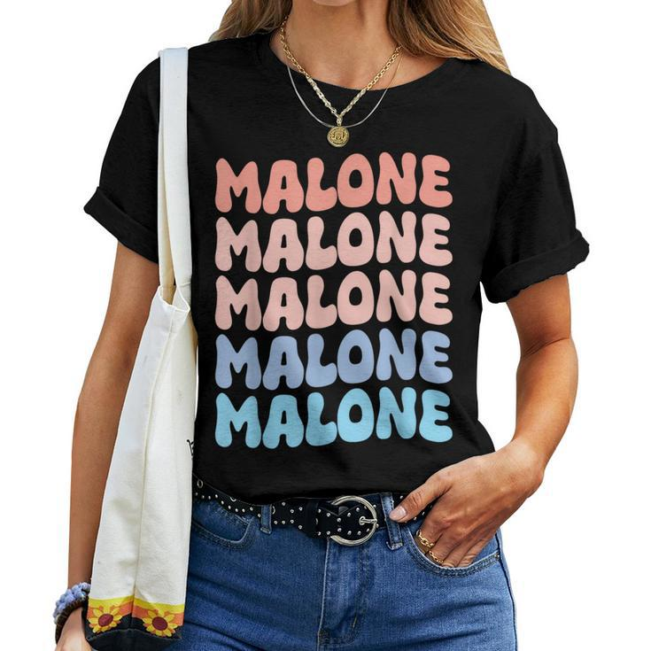 Retro Malone First Name Boy Personalized Groovy 80'S Girl Women T-shirt