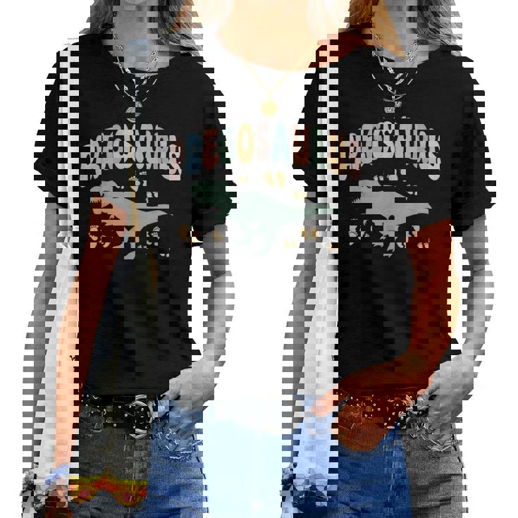 Retro Mamasaurus Pregosaurus Divertido Anuncio De Embarazo Camiseta de mujer