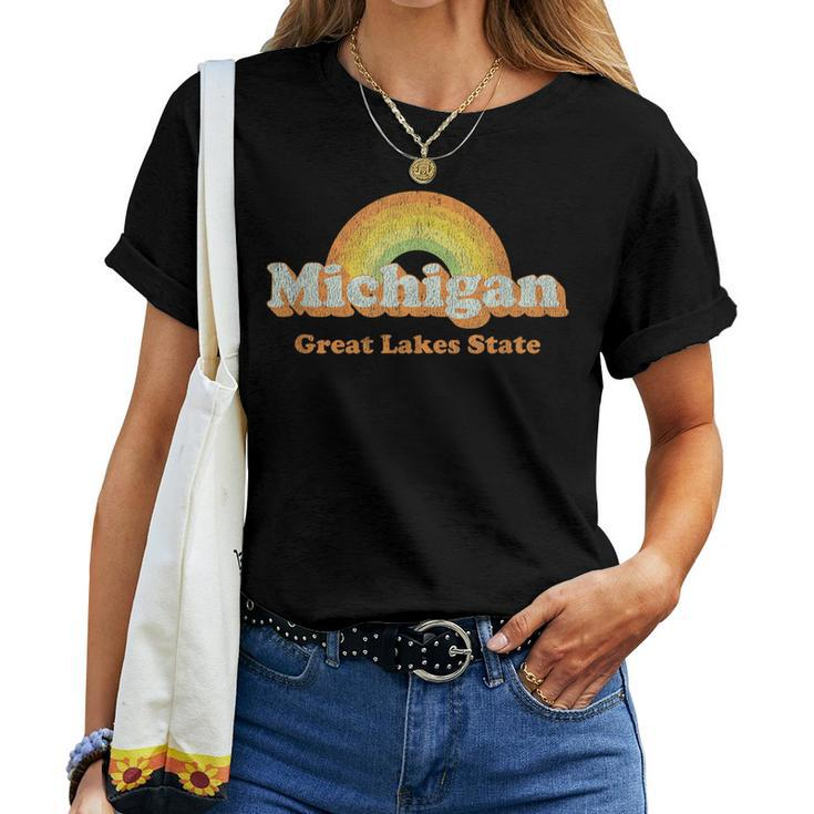 Retro Michigan T Vintage 70S Rainbow Women T-shirt