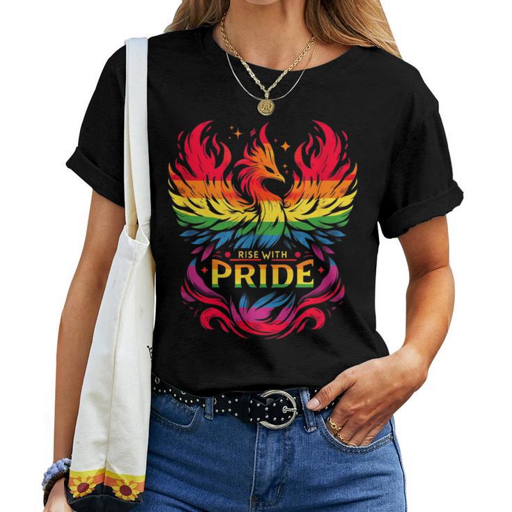 Rise With Pride Rainbow Phoenix Lgbtq Community Women T-shirt