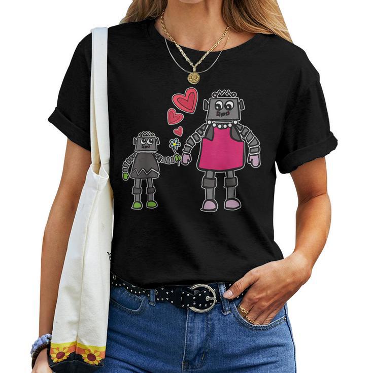 Robot Mom Mother And Son Love Women T-shirt