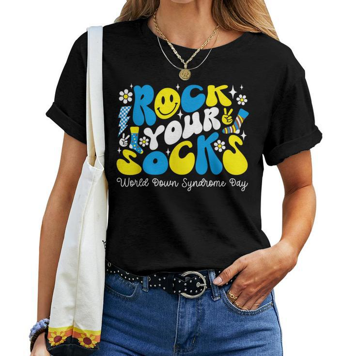 Rock Your Socks Down Syndrome Awareness Day Groovy Wdsd Women T-shirt