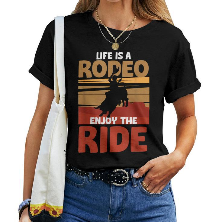 Rodeo Bull Riding Horse Rider Cowboy Cowgirl Western Howdy Women T-shirt