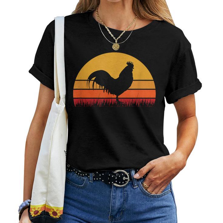 Rooster Chicken Black Orange Yellow Farm Farmer Farming Women T-shirt