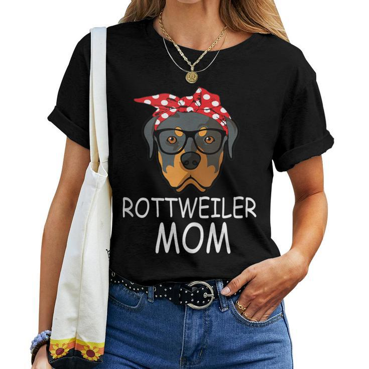 Rottweiler Dog Mom Sunglasses Bandana Women T-shirt