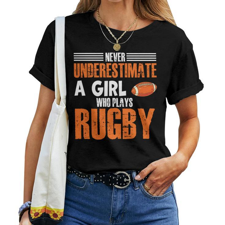 Rugby Girl Meme Never Underestimate A Girl Who Plays Rugby Women T-shirt