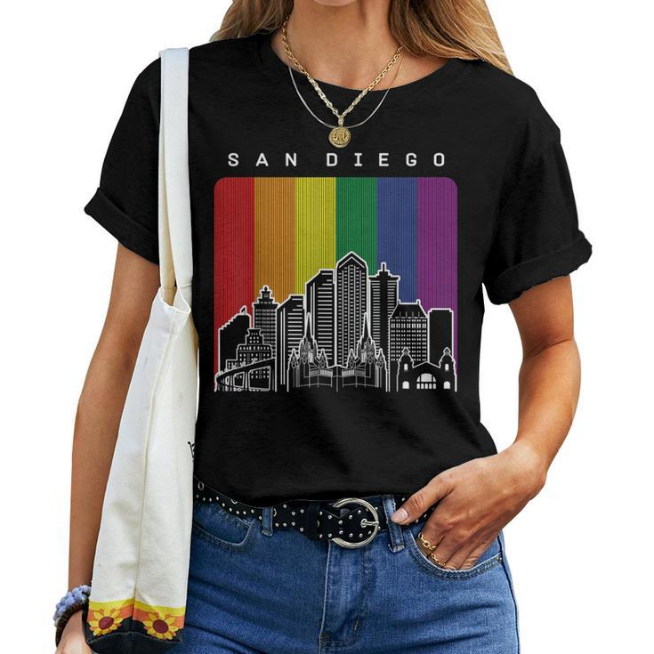 San Diego California Lgbt Pride Rainbow Flag Women T-shirt