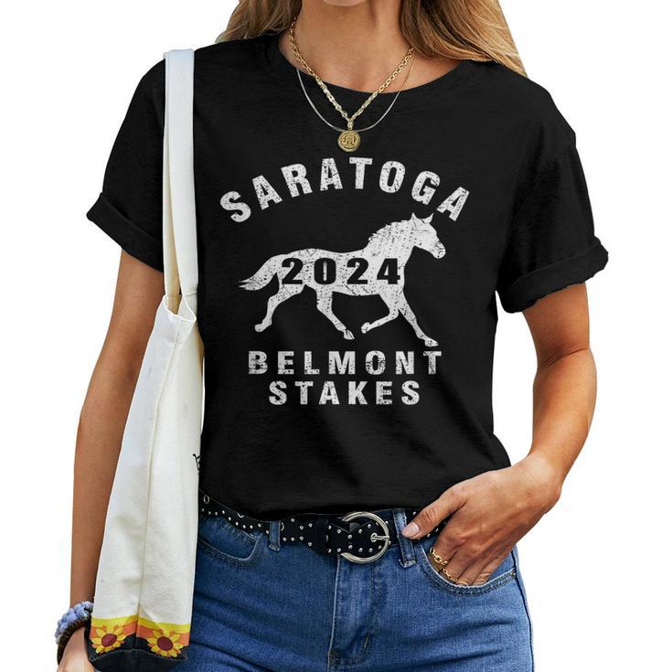 Saratoga Springs Ny 2024 Belmont Stakes Horse Racing Vintage Women T-shirt