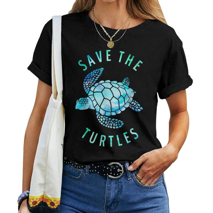 Save The Turtles Sea Turtle Tie Dye Ocean Wildlife Earth Day Women T-shirt