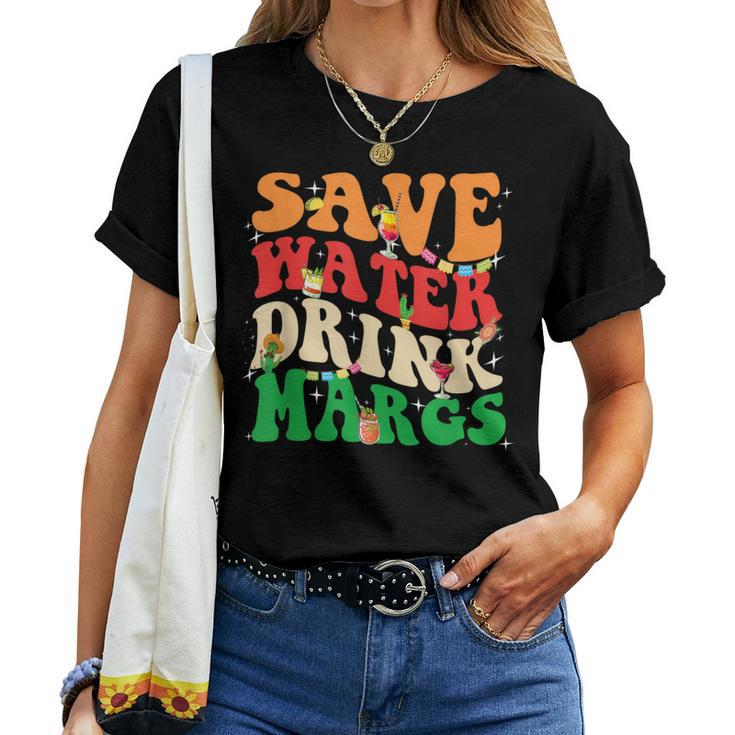 Save Water Drink Margarita Groovy Cinco De Mayo Fiesta Party Women T-shirt