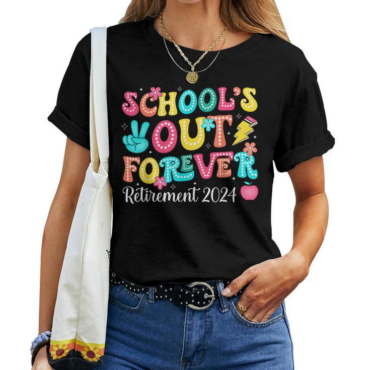 School's Out Forever Retired Groovy Teacher Retirement 2024 Women T-shirt