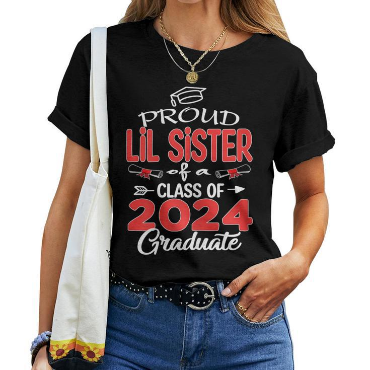 Senior 24 Proud Lil Sister Of A Class Of 2024 Graduate Women T-shirt