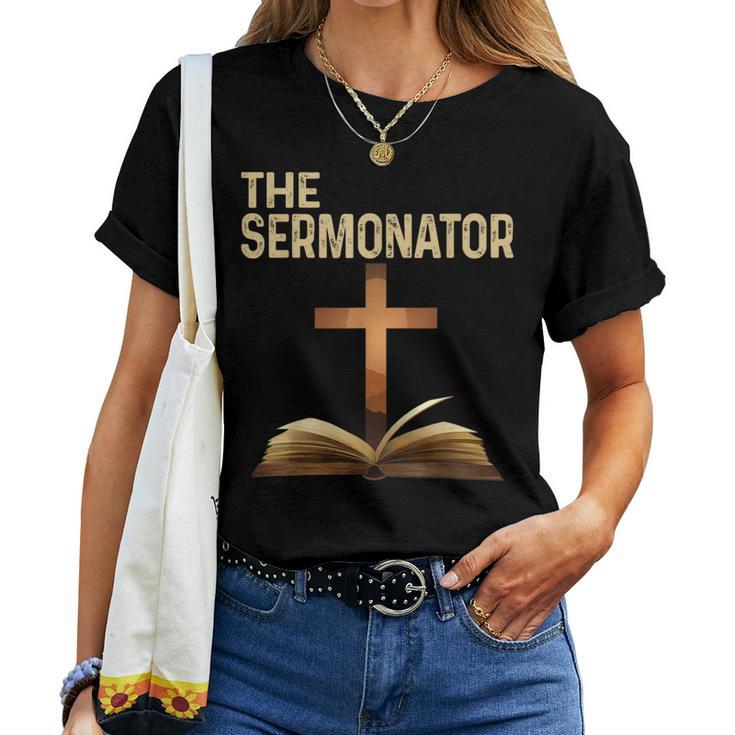 The Sermonator Pastor Appreciation Christian Cross Women T-shirt