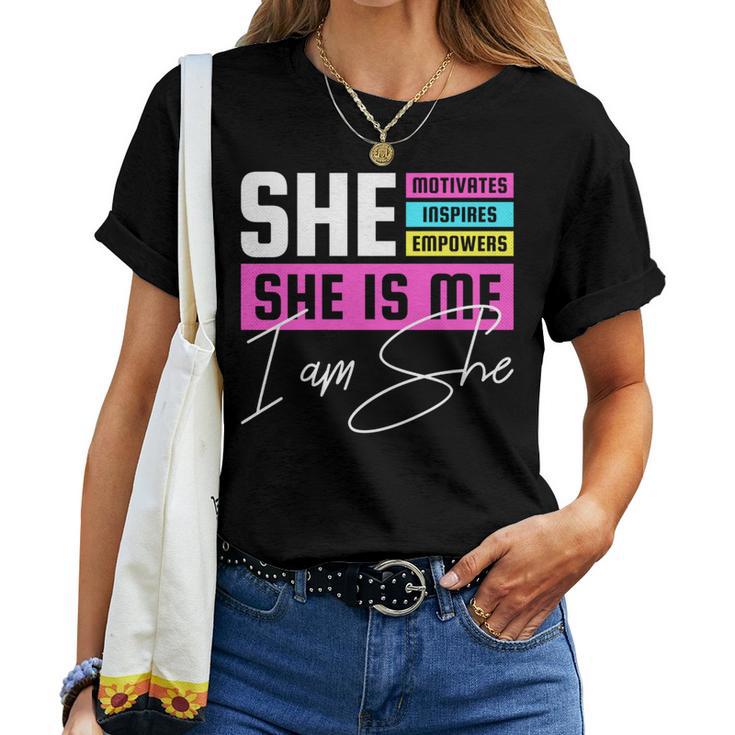 She Motivates Inspires Empowers International Day Women T-shirt