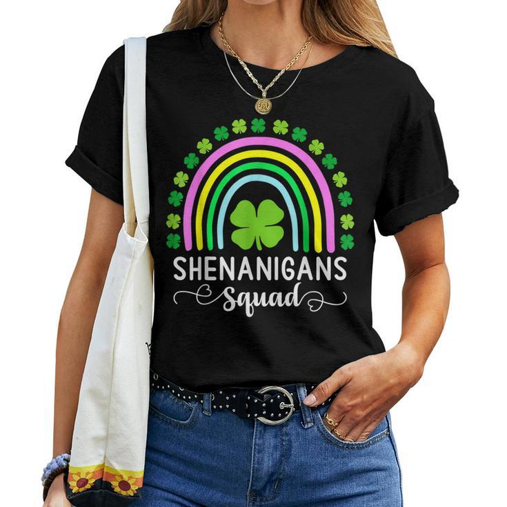 Shenanigans Squad Green Four Leaf Clover Rainbow St Women T-shirt