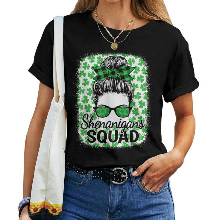 Shenanigans Squad St Patrick's Day Girls Messy Bun Women T-shirt